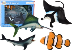 Set de figurines d’animaux marins requin dauphin raie 5 pièces