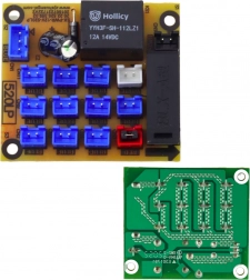 Elektronische plaat voor distributie en controle van verlichting voor elektrische voertuigen