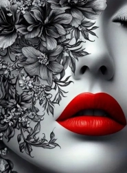 Diamantschilderen vrouw met rode lippen 30 × 40 cm
