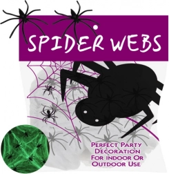 Lichtgevende spinnenweb voor Halloween met 20 spinnen Ruhhy