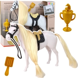 Cheval à longue crinière avec accessoires blancs