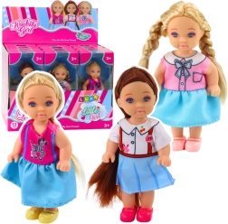 Mini KAIBIBI doll with long hair, colorful dress, 12 cm