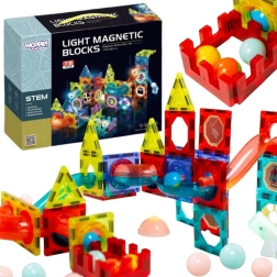 Magnetic Building Set with Marble Run 77 pcs