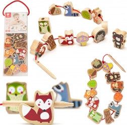 Houten rijgset bosdieren, 13 stuks – Classic World