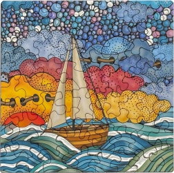 Square puzzle Q Silver: sailboat 72 pieces