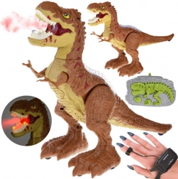 RC dinosaur controlled by gestures and remote, lights, sounds and steam – Brown