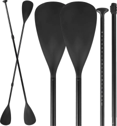 Pagaie aluminium pliable 2-en-1 pour SUP et kayak, 4 sections, réglable 210 cm