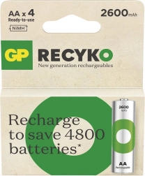 Set van accu’s AA/R6 Ni-MH GP ReCyko 2600mAh 4 stuks