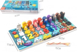 Puzzle Montessori en bois 6-en-1 – apprentissage du calcul et poissons magnétiques