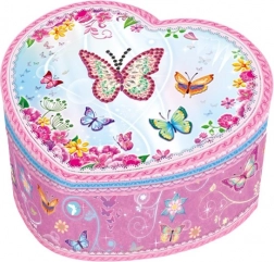 Muzikale sieradendoos hartje met vlinders