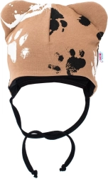 baby katoenen muts met oortjes New Baby Paw mosterdgeel