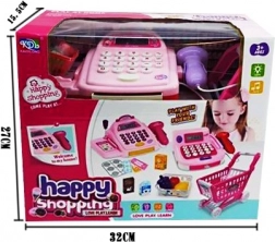 Kassa met supermarktkar en boodschappen