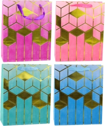 Gift bag with a geometric gold pattern 32 × 26 × 12 cm