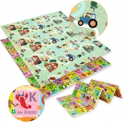 Dubbelzijdige opvouwbare XPE-schuimmat HUMBI 180 × 200 cm – Duitse alfabet en platteland