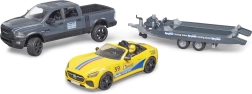 Bruder off-road RAM pick-up with trailer, sports car and figure