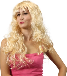 blonde pruik met golven en pony voor carnaval en feestjes