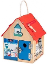 Lilliputiens houten manipulatiehuisje met sloten met vos 3+