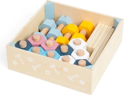 Bigjigs wooden crate with nuts and bolts