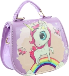 Children's purple handbag with unicorn