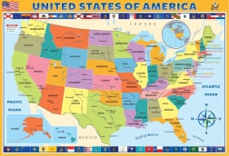 EUROGRAPHICS Puzzel Kaart van de Verenigde Staten van Amerika 200 stukjes