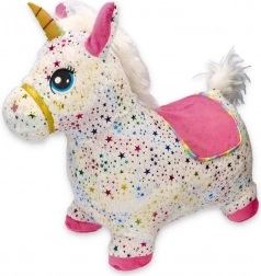 Inflatable bouncing unicorn with plush cover