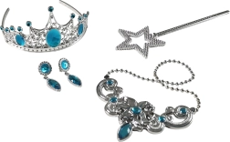 Set princesse bleu avec couronne et bijoux