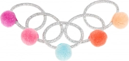 Haarelastiekjes met gekleurde pomponnetjes - Souza! Elif, 5 stuks