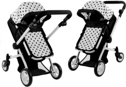 Poppenwagen Alice 2-in-1 wieg en sport, zwart-witte stip