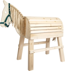 Cheval d’entraînement en bois SMALL FOOT avec crinière en sisal et espace de rangement