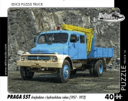 Puzzle Retro Cars TRUCK Praga S5T double cab with hydraulic arm 40 pieces