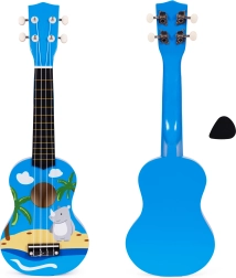 Kinderukelele van hout met 4 nylon snaren en plectrum ECOTOYS