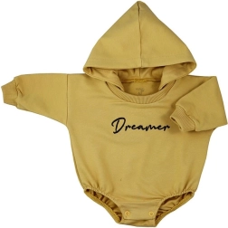 Baby sweat bodysuit with hood Koala Dreamer mustard