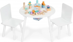 Witte kindertafel met twee stoeltjes ECOTOYS met speelgoednet