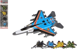 Set van 4 straaljagers met metalen romp en pull-back mechanisme, mix van kleuren, 10 cm