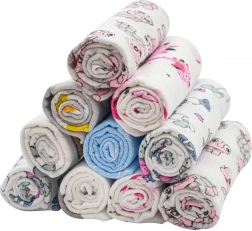 Katoenen luiers met print NEW BABY 60×80 cm, 10 stuks