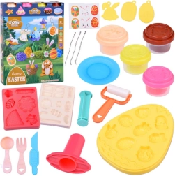 Pastel Easter Set with Modeling Dough, Molds, and Stickers