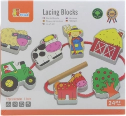 VIGA Houten Rijgblokken Boerderij Montessori