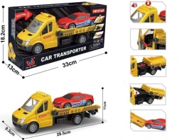 takelwagen met raceauto met licht en geluid