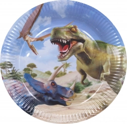 Papieren partyschaaltjes DINO 23 cm, 6 stuks