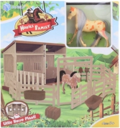 Étable pliable en plastique pour chevaux avec figurine