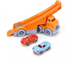 green toys vrachtwagencombinatie met 2 raceauto’s