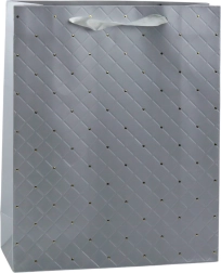 Paper Gift Bag Gray Elegant with Gold Dots