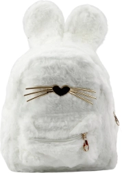 Witte kinder rugzak met konijnenoren en decoratieve snorharen