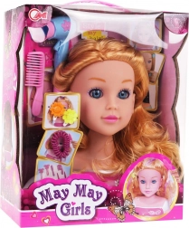 Stijlhoofd met blond haar en accessoires