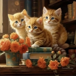 Diamant-Mosaik – Drei Katzen