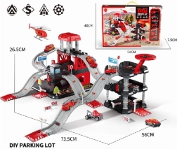 Parking Garage with 6 Die-Cast Cars and Helicopter