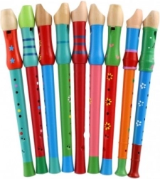 Houten fluit met kleurrijk design