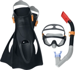 Snorkelset met masker, snorkel en vinnen zwart BESTWAY