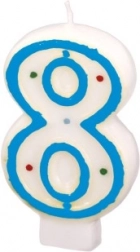 Kaars cijfer 8 met kleurrijke stippen Amscan