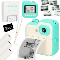 Kids’ instant camera with thermal printer and 32 GB card – Green